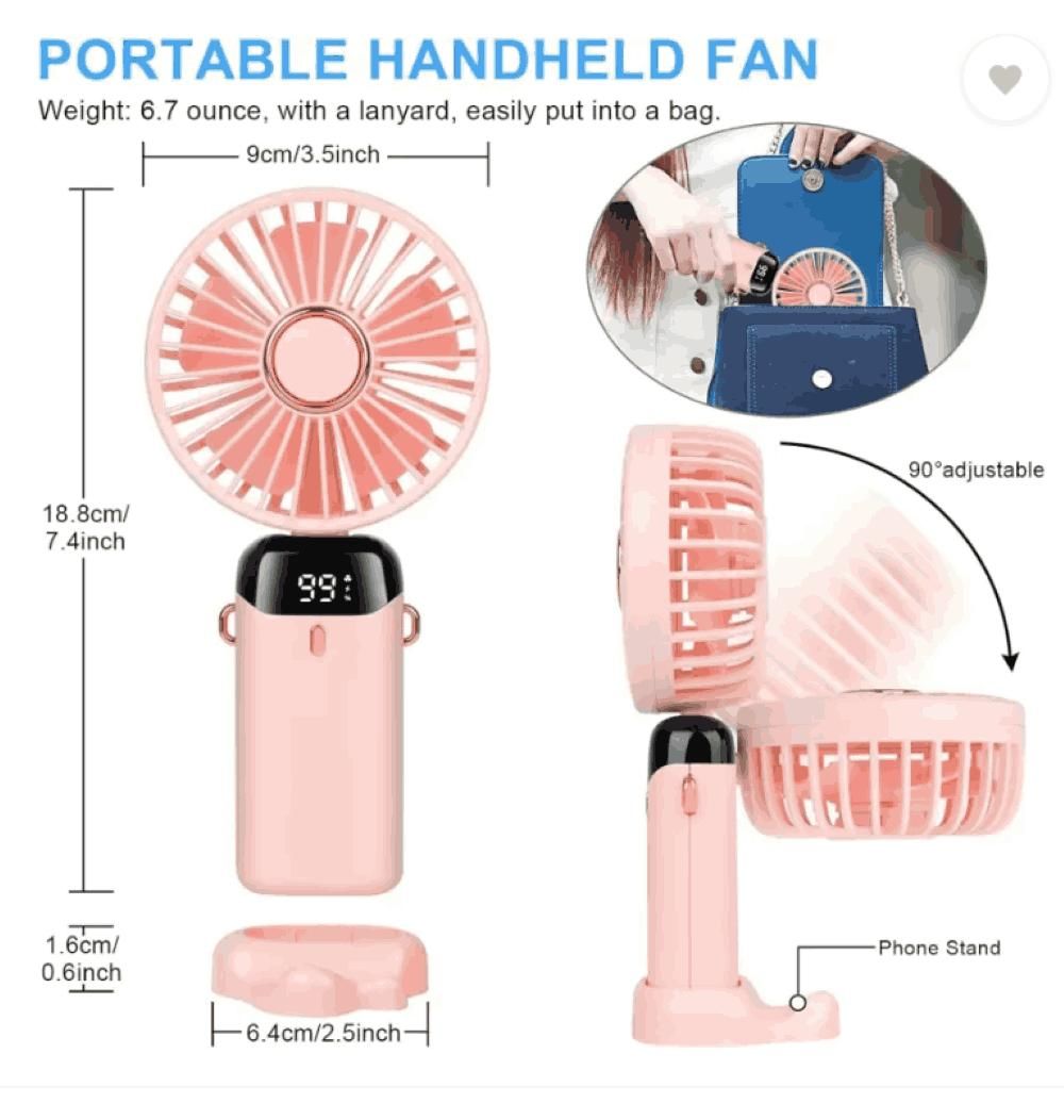 Korean Portable Handheld Fan – Battery Operated with LED Display