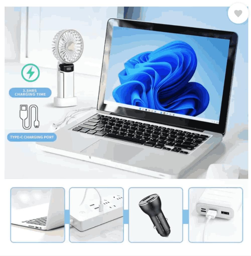 Korean Portable Handheld Fan – Battery Operated with LED Display