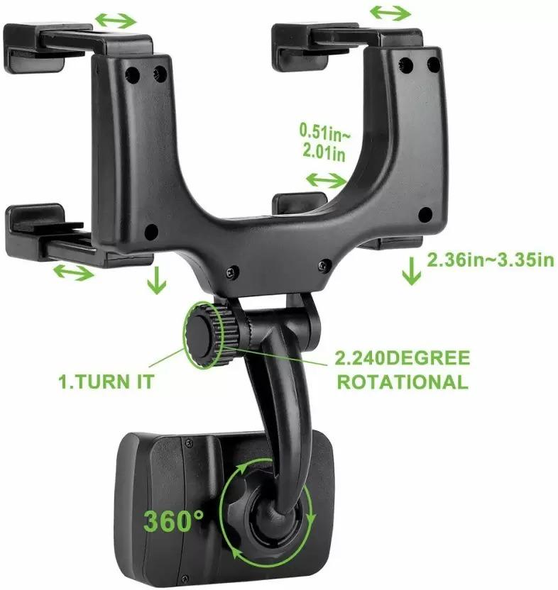 360° SmartPhone Holder for Car Rearview Mirror - Easy Navigation