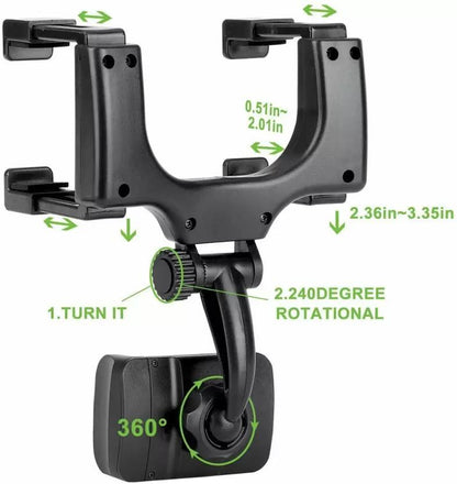 360° SmartPhone Holder for Car Rearview Mirror - Easy Navigation