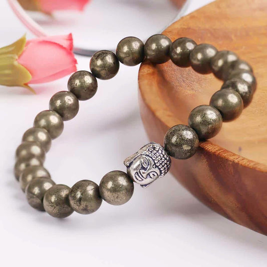 Unisex Natural Pyrite Bracelet with Buddha Charm – A Unique & Powerful Energy Accessory