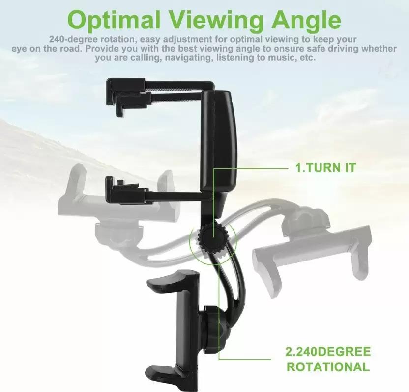 360° SmartPhone Holder for Car Rearview Mirror - Easy Navigation