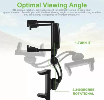 360° SmartPhone Holder for Car Rearview Mirror - Easy Navigation