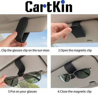 VisorClip™ Car Magnetic Leather Clip Holder - for Sunglass & Eyewear