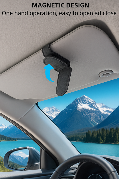 VisorClip™ Car Magnetic Leather Clip Holder - for Sunglass & Eyewear